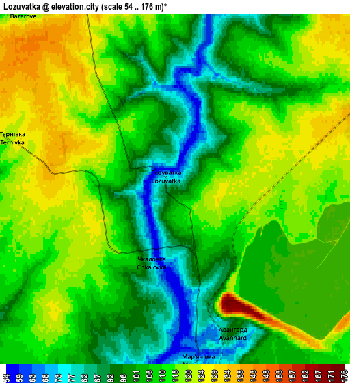 Zoom OUT 2x Lozuvatka, Ukraine elevation map