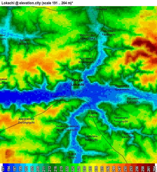 Zoom OUT 2x Lokachi, Ukraine elevation map