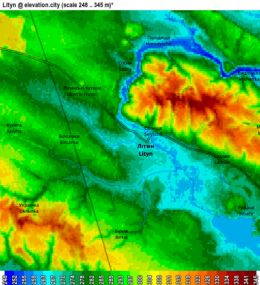 Zoom OUT 2x Lityn, Ukraine elevation map