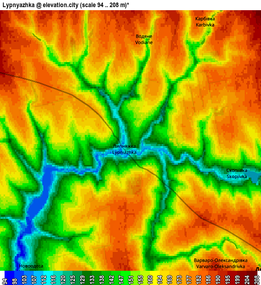 Zoom OUT 2x Lypnyazhka, Ukraine elevation map