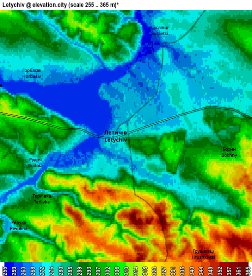 Zoom OUT 2x Letychiv, Ukraine elevation map