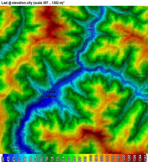 Zoom OUT 2x Lazi, Ukraine elevation map