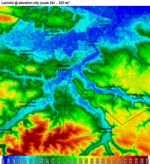 Zoom OUT 2x Lanivtsi, Ukraine elevation map