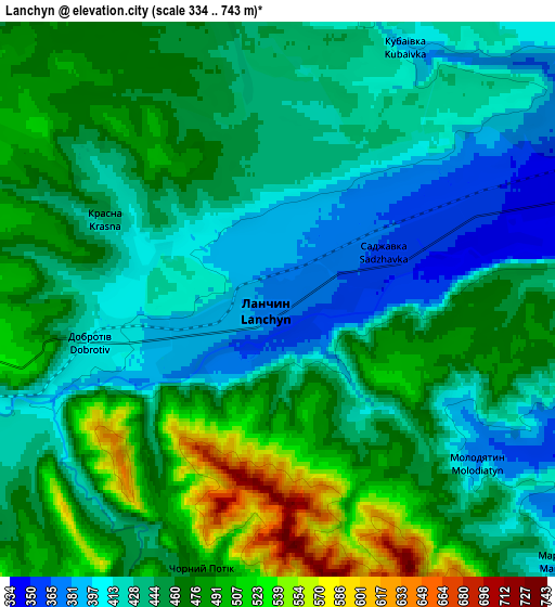 Zoom OUT 2x Lanchyn, Ukraine elevation map