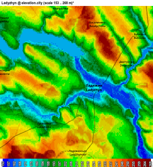 Zoom OUT 2x Ladyzhyn, Ukraine elevation map