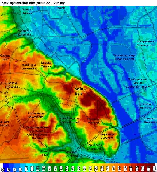 Zoom OUT 2x Kyiv, Ukraine elevation map