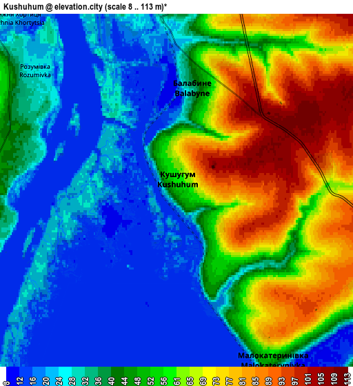 Zoom OUT 2x Kushuhum, Ukraine elevation map