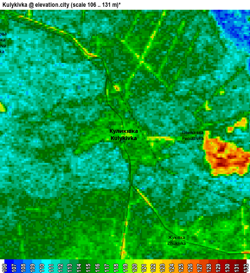 Zoom OUT 2x Kulykivka, Ukraine elevation map