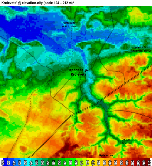 Zoom OUT 2x Krolevets’, Ukraine elevation map