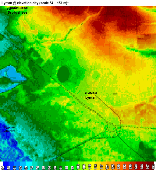 Zoom OUT 2x Lyman, Ukraine elevation map