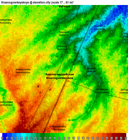 Zoom OUT 2x Krasnogvardeyskoye, Ukraine elevation map