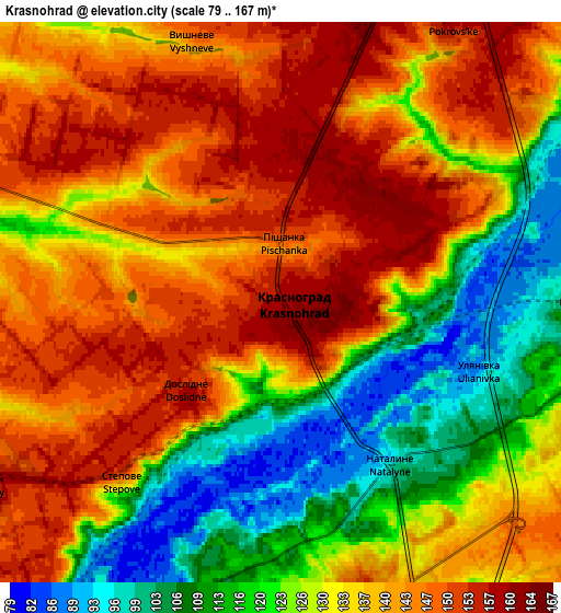 Zoom OUT 2x Krasnohrad, Ukraine elevation map