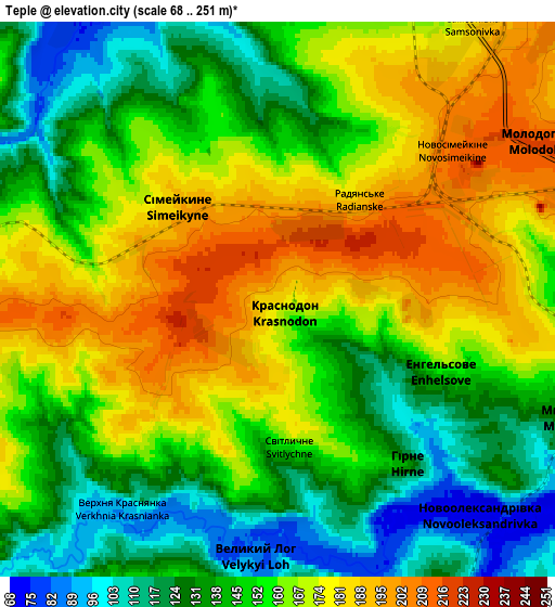 Zoom OUT 2x Teple, Ukraine elevation map