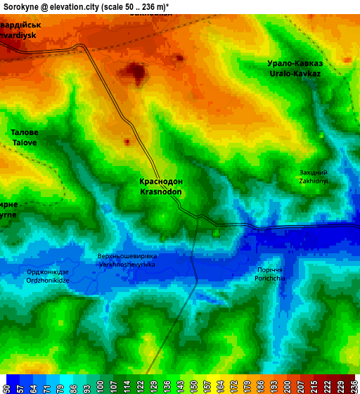 Zoom OUT 2x Sorokyne, Ukraine elevation map