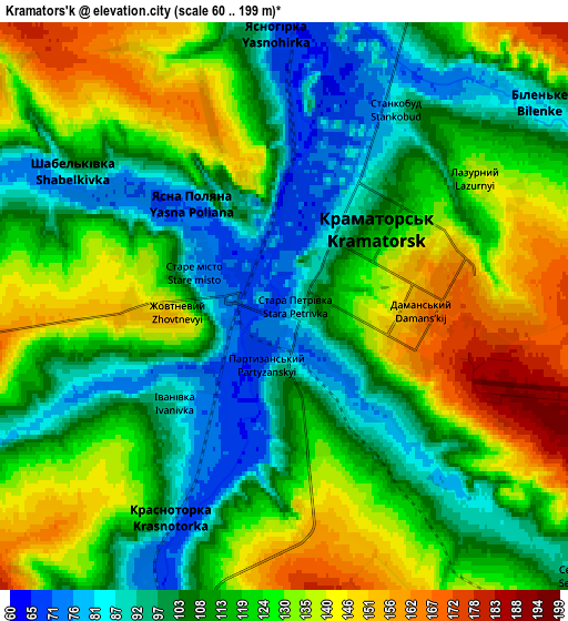 Zoom OUT 2x Kramators’k, Ukraine elevation map