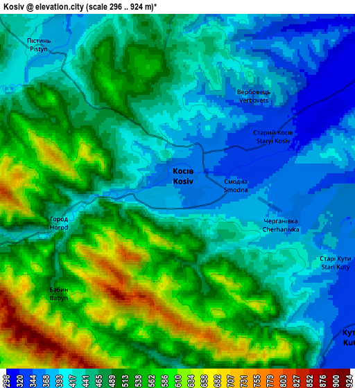 Zoom OUT 2x Kosiv, Ukraine elevation map