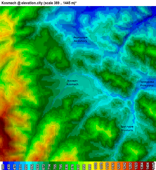 Zoom OUT 2x Kosmach, Ukraine elevation map