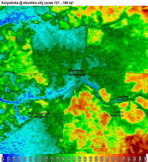 Zoom OUT 2x Koryukivka, Ukraine elevation map