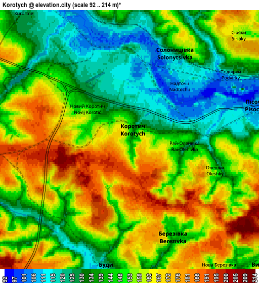 Zoom OUT 2x Korotych, Ukraine elevation map