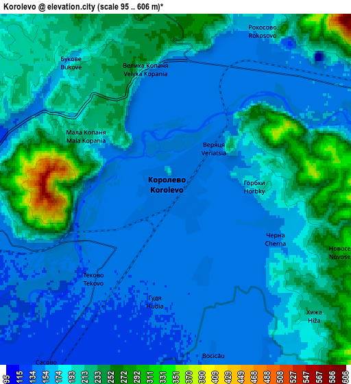 Zoom OUT 2x Korolevo, Ukraine elevation map