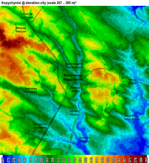 Zoom OUT 2x Kopychyntsi, Ukraine elevation map