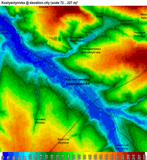 Zoom OUT 2x Kostyantynivka, Ukraine elevation map