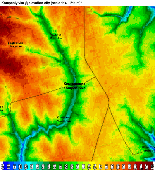 Zoom OUT 2x Kompaniyivka, Ukraine elevation map