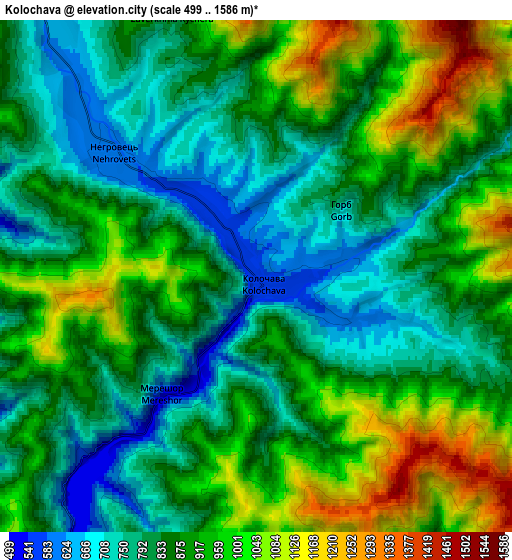 Zoom OUT 2x Kolochava, Ukraine elevation map