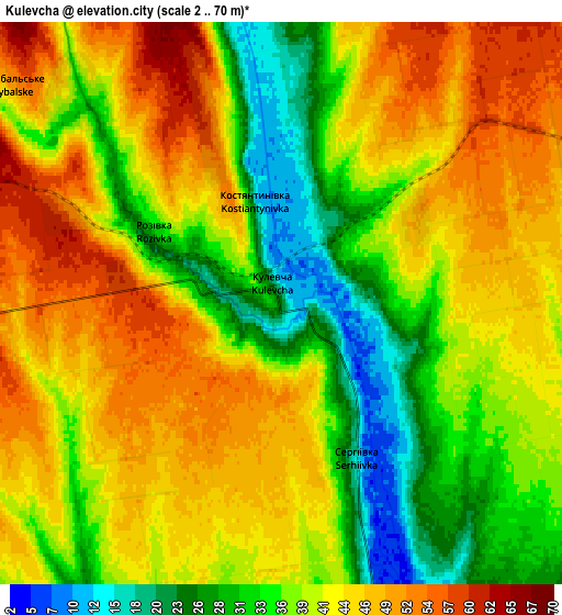 Zoom OUT 2x Kulevcha, Ukraine elevation map