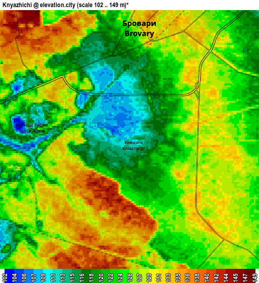 Zoom OUT 2x Knyazhichi, Ukraine elevation map