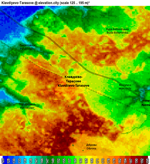 Zoom OUT 2x Klavdiyevo-Tarasove, Ukraine elevation map