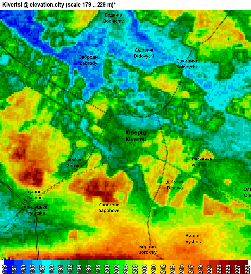 Zoom OUT 2x Kivertsi, Ukraine elevation map