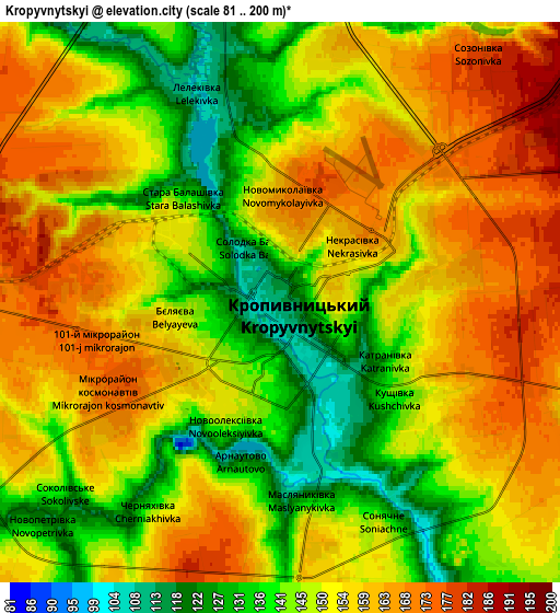 Zoom OUT 2x Kropyvnytskyi, Ukraine elevation map