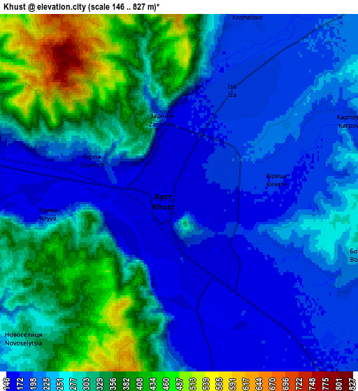 Zoom OUT 2x Khust, Ukraine elevation map