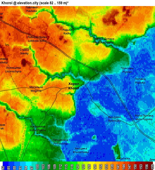 Zoom OUT 2x Khorol, Ukraine elevation map