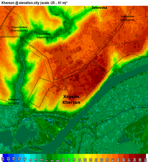 Zoom OUT 2x Kherson, Ukraine elevation map