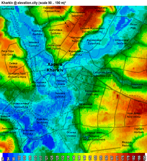 Zoom OUT 2x Kharkiv, Ukraine elevation map