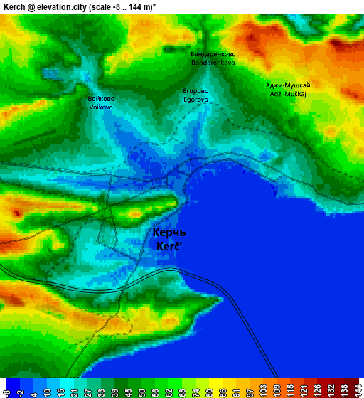 Zoom OUT 2x Kerch, Ukraine elevation map