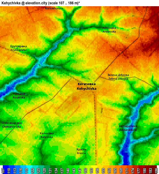 Zoom OUT 2x Kehychivka, Ukraine elevation map