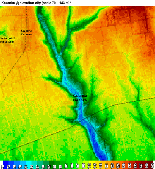 Zoom OUT 2x Kazanka, Ukraine elevation map