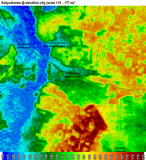 Zoom OUT 2x Katyuzhanka, Ukraine elevation map