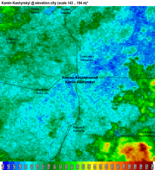 Zoom OUT 2x Kamin-Kashyrskyi, Ukraine elevation map