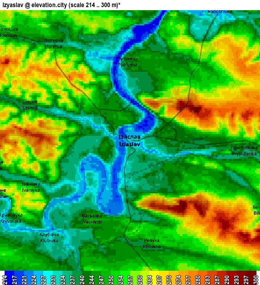 Zoom OUT 2x Izyaslav, Ukraine elevation map