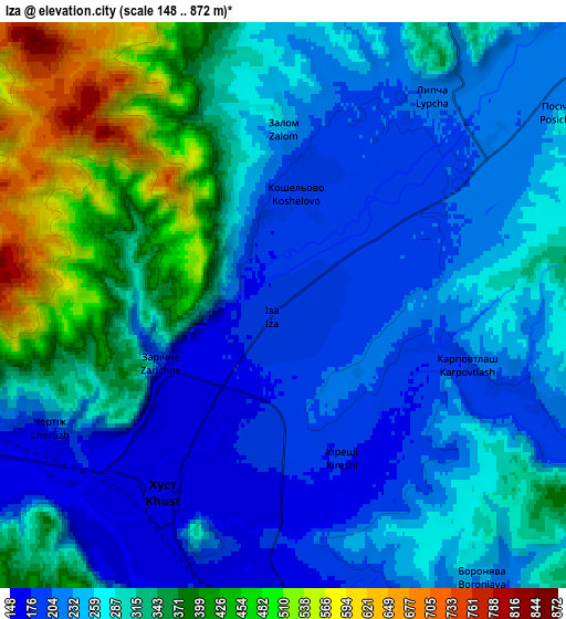 Zoom OUT 2x Iza, Ukraine elevation map