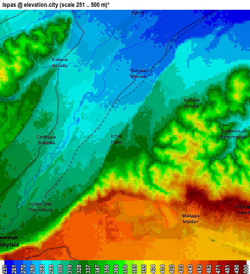 Zoom OUT 2x Ispas, Ukraine elevation map