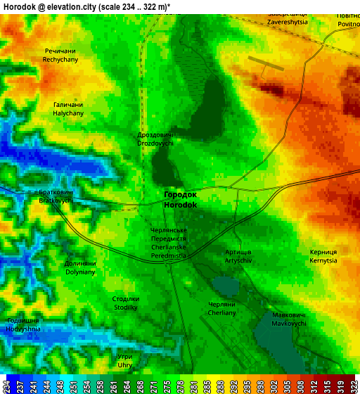 Zoom OUT 2x Horodok, Ukraine elevation map