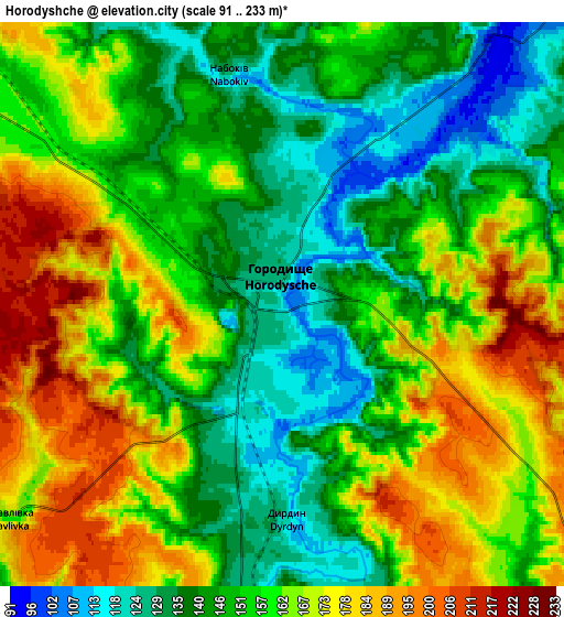 Zoom OUT 2x Horodyshche, Ukraine elevation map