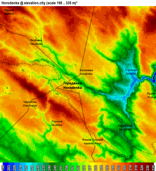 Zoom OUT 2x Horodenka, Ukraine elevation map