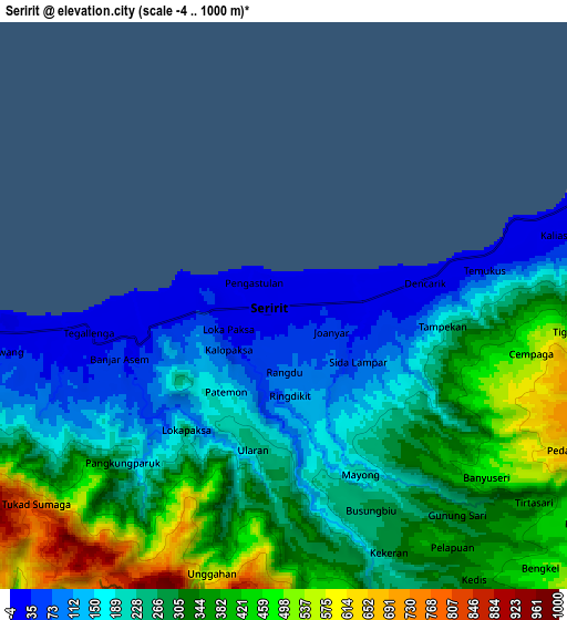Zoom OUT 2x Seririt, Indonesia elevation map