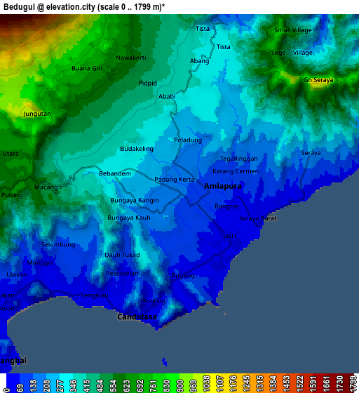 Zoom OUT 2x Bedugul, Indonesia elevation map